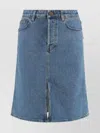 Burberry Denim Skirt With Slit Hems And Pockets In Blue