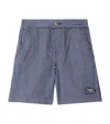 Burberry Boy's Django Stripe Shorts In Blue