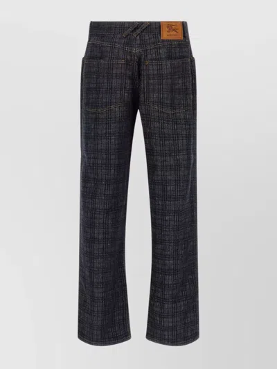 Burberry Denim Trousers With Back Pockets And Loops In Black
