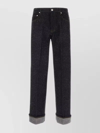 BURBERRY DENIM TROUSERS WITH CONTRAST STITCHING AND ROLLED CUFFS