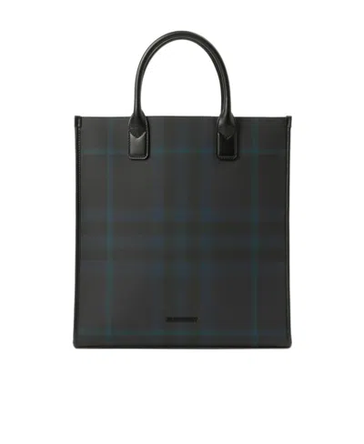 Burberry Denny Leather Tote Bag In Black