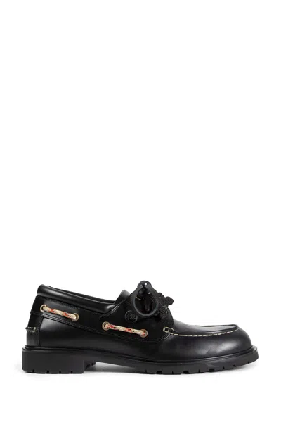 Burberry Derby Leather Shoes In Black