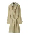 Burberry Leather Trench Coat With Check Collar In Nude
