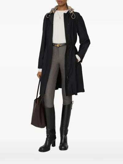 Burberry Detachable-hood Equestrian Knight Parka In Black