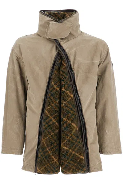 Burberry Detachable Warmer Cotton Parka In Khaki