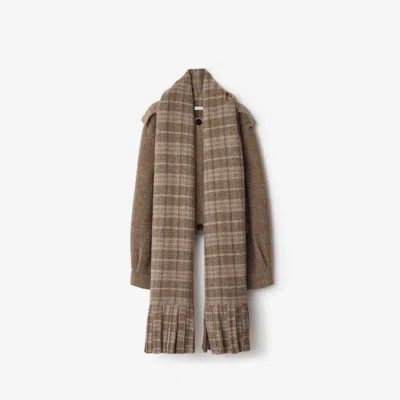 Burberry Detachable Scarf Wool Blend Jacket In Brown