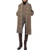Burberry Women Detachable Scarf Wool Blend Jacket Biscuit In Brown