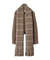 Burberry Women Detachable Scarf Wool Blend Jacket Biscuit In Brown