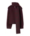Burberry Wool Coat With Detachable Scarf In Purple