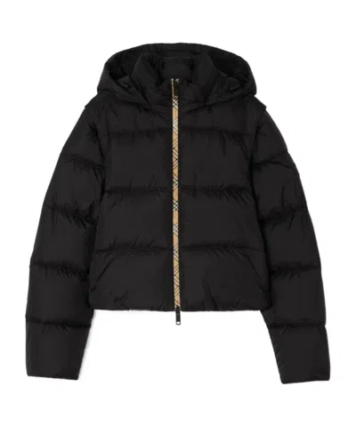 Burberry Detachable Sleeve Nylon Langdale Puffer Jacket In Black