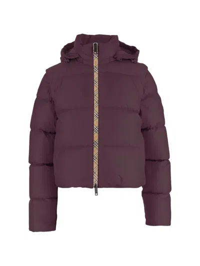 Burberry Detachable Sleeve Nylon Langdale Puffer Jacket In Burgundy