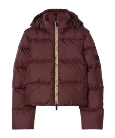 Burberry Detachable Sleeve Nylon Langdale Puffer Jacket In Burgundy