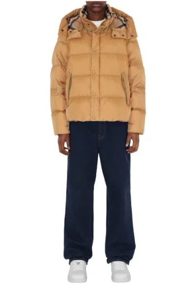 Burberry Detachable Sleeve Nylon Puffer Jacket In Brown