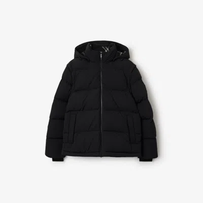 Burberry Logo-patch Puffer Jacket In Black/sand