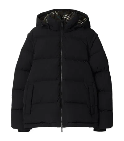 Burberry Detachable Sleeve Nylon Puffer Jacket In Black/sand