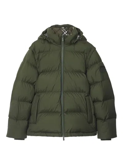 Burberry Detachable-sleeve Puffer Jacket In Green