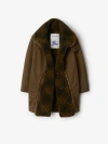 Burberry Women Army Green Gabardine Reversible Jacket In Bison