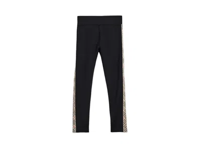 Burberry Devan Check Tape Trousers (little Kids/big Kids) Girl's Clothing Black : 6 Years