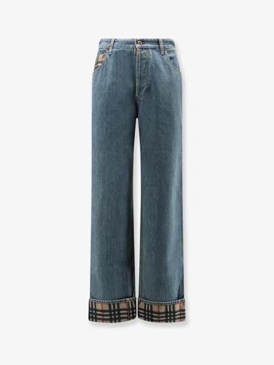 Burberry Dexter Jeans With Traditional Check In Blue