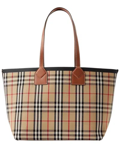 Burberry Mittelgrosse London Handtasche In Briar Brown/black
