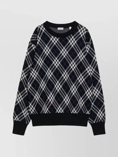 BURBERRY DIAMOND PATTERN KNIT CREWNECK SWEATER