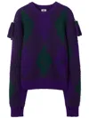 Burberry Wool Sweater With Jacquard Processing In Purple
