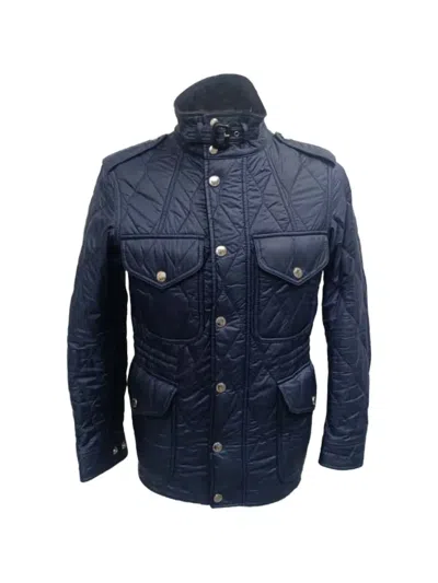 Pre-owned Burberry Diamond-quilted Elbow-patch Jacket In Blue
