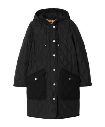 BURBERRY BURBERRY QUILTED HOODED DRAWSTRING COAT