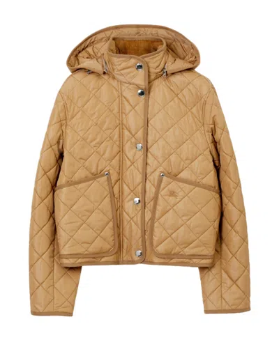 BURBERRY BURBERRY DIAMOND-QUILTED EKD EMBROIDERED HOODED JACKET