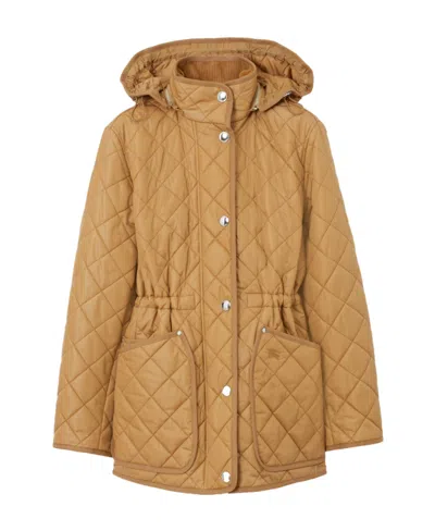 BURBERRY BURBERRY DIAMOND-QUILTED DRAWSTRING WAIST HOODED JACKET