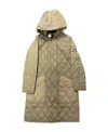 Burberry Diamond-quilted Hooded Parka Coat In Nude