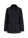 Burberry Women 'oldham' Black Quilted Jacket With Corduroy Collar In Tech Fabric Woman