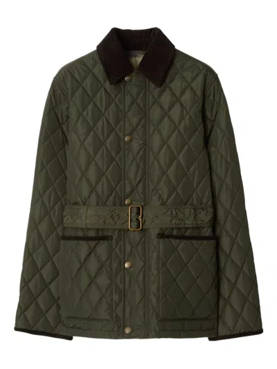 Burberry Diamond-quilted Jacket In Green