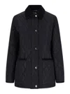 Burberry Women 'oldham' Black Quilted Jacket With Corduroy Collar In Tech Fabric Woman In Black