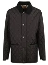 Burberry Diamond Quilted Jacket With Corduroy Collar In Black