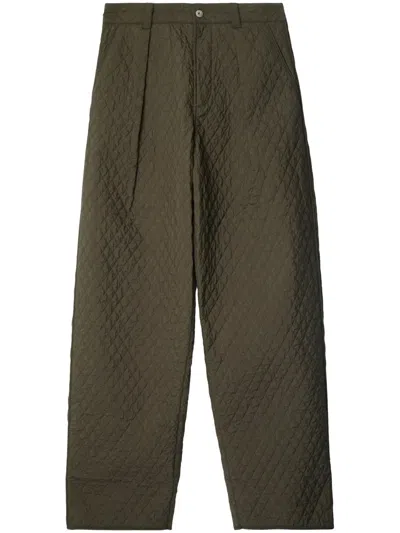 Burberry Diamond-quilted Polyamide Trousers In Green
