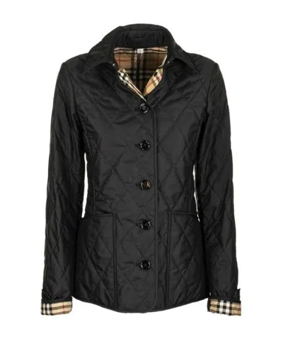 Burberry Diamond Quilted Thermoregulated Jacket In Black