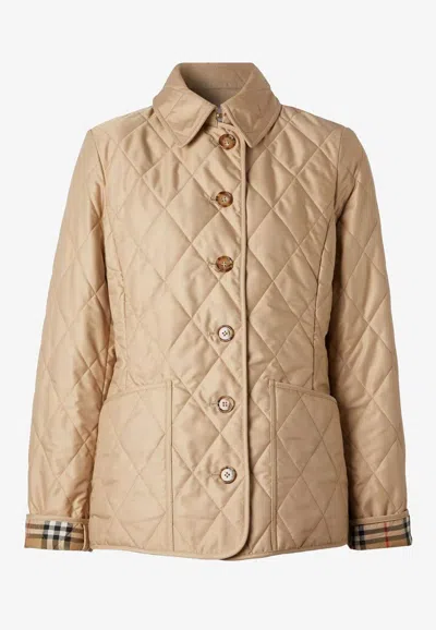 Burberry Diamond-quilted Jacket In Brown