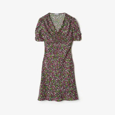 Burberry Ditsy Floral Silk Mini Dress In Brown