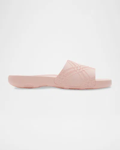 Burberry Dive Embossed Check Pool Slide Sandal In Gloss