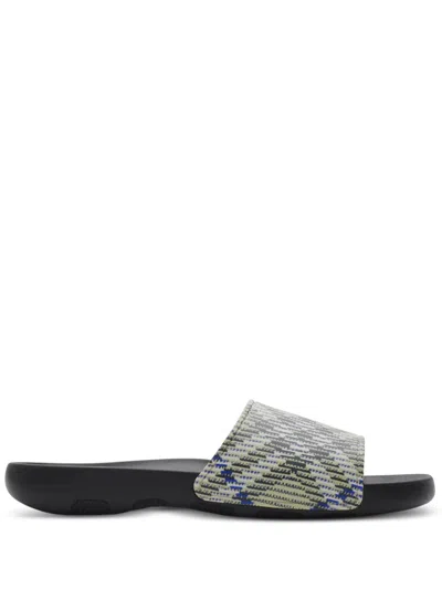 Burberry Dive Grey Leather Vintage Check Sandals In Printed