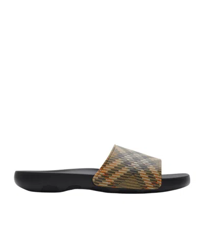 BURBERRY BURBERRY DIVE CHECKED SLIP-ON SLIDES