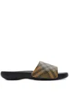 Burberry Check Pattern Slip-on Slides In Brown