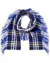 Burberry Check Wool Scarf In Blue