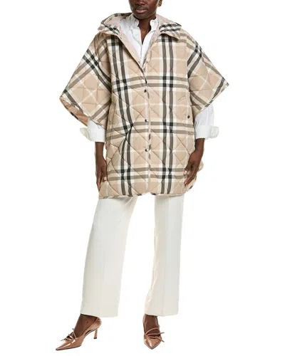 Burberry Dnu Pack  Quilted Snap Poncho In Brown