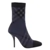 Burberry Dolman Check-pattern Sock Ankle Boots In Grey