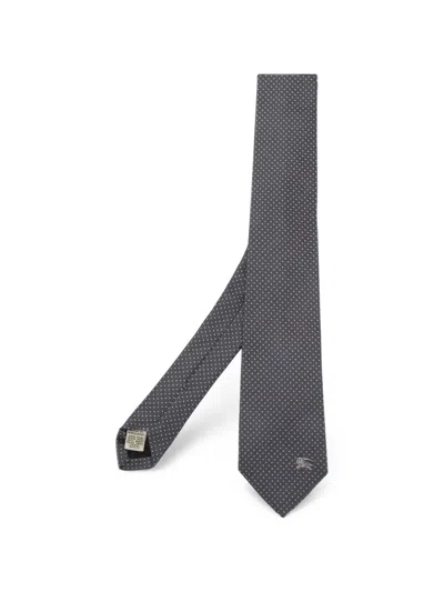 Pre-owned Burberry Dotted Pattern Tie In Grey