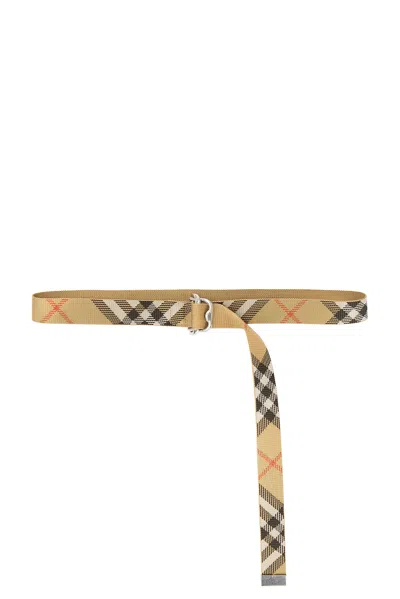 Burberry Double Bar Webbing Belt In Sand