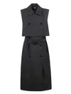 BURBERRY DOUBLE-BREAST SLEEVELESS BELTED DRESS