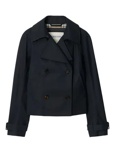 Burberry Double-breasted Belted Cropped Jacket In Multi